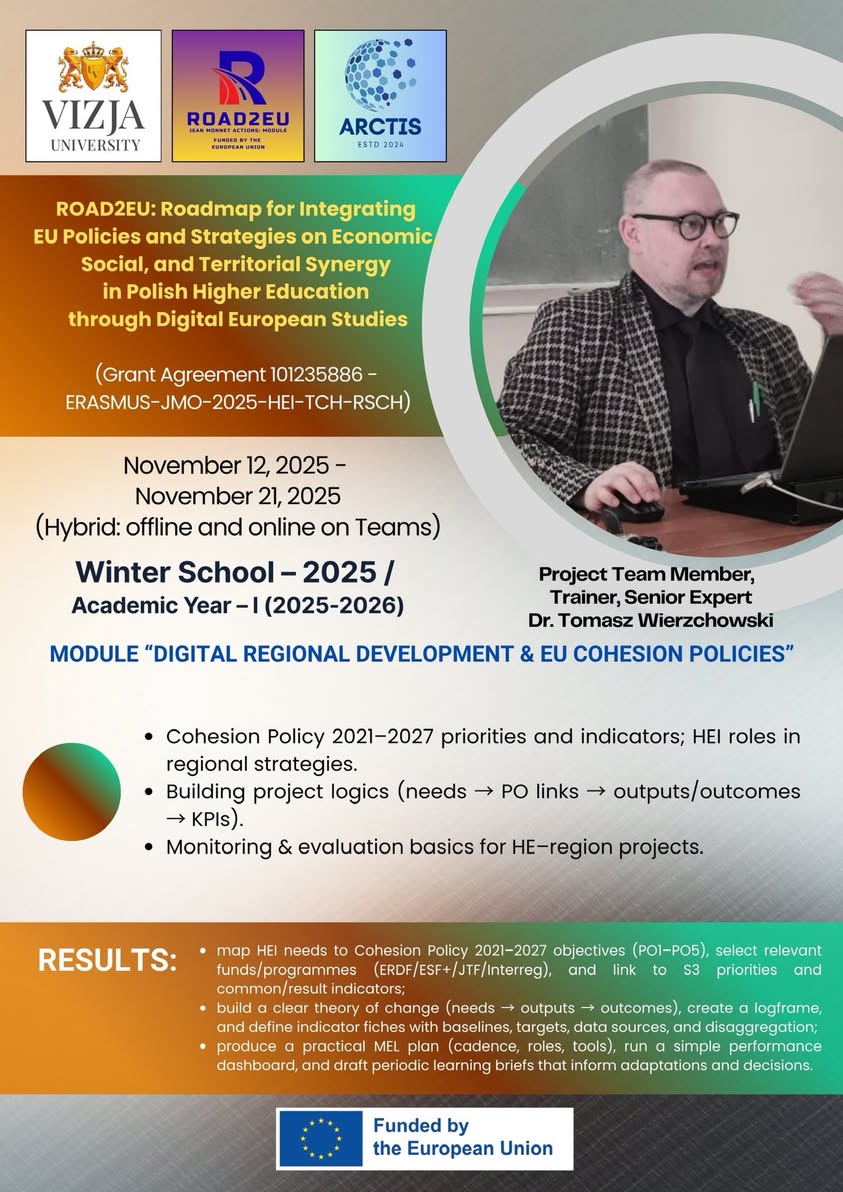 ROAD2EU Winter School 2025 profile card presenting Territorial Track expert Tomasz Wierzchowski.