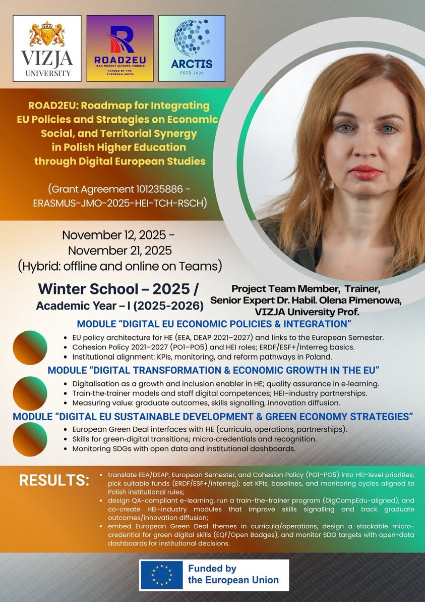 ROAD2EU Winter School 2025 profile card presenting Social Track lead Bożena Iwanowska.