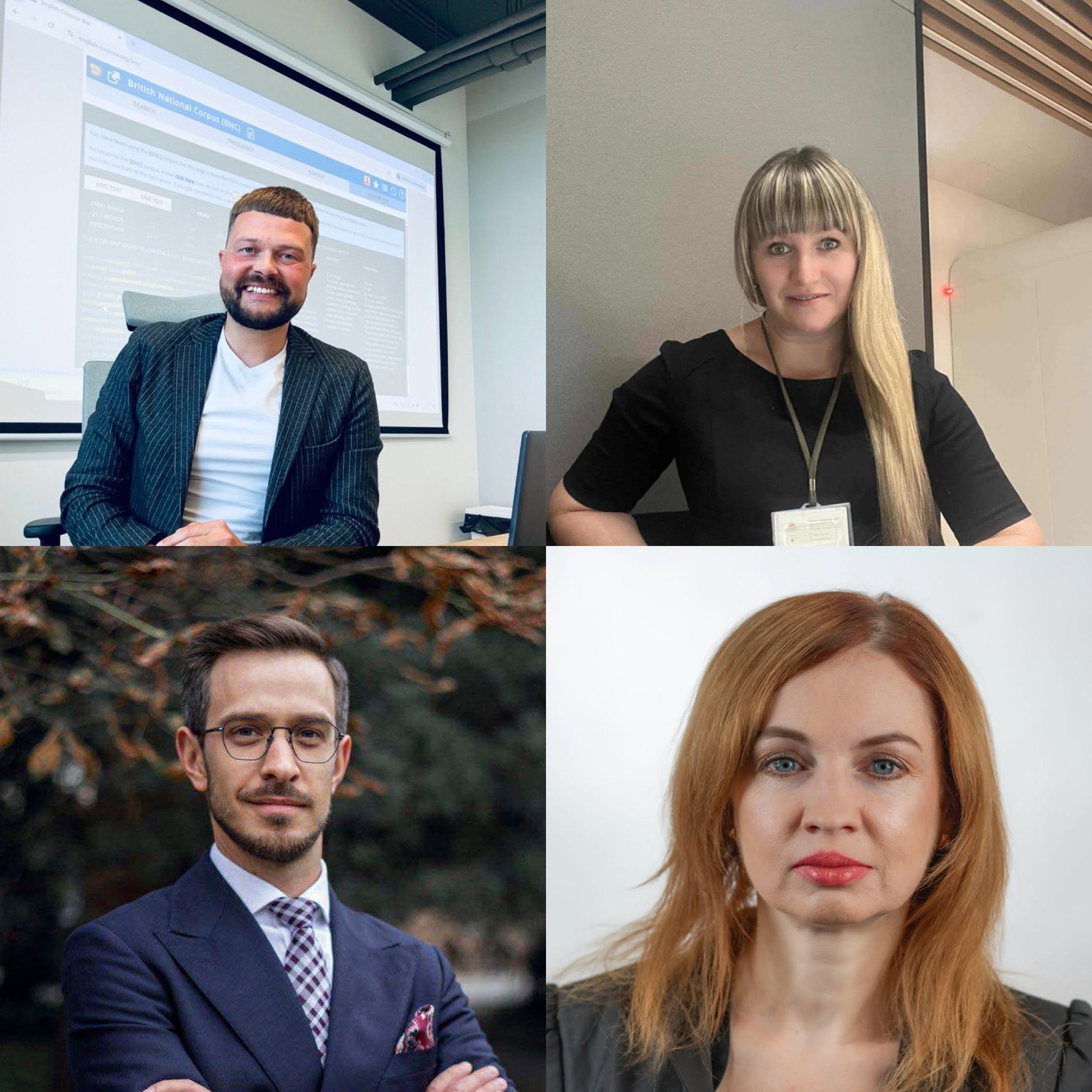 Collage presenting four members of the ROAD2EU Winter School 2025 academic team.