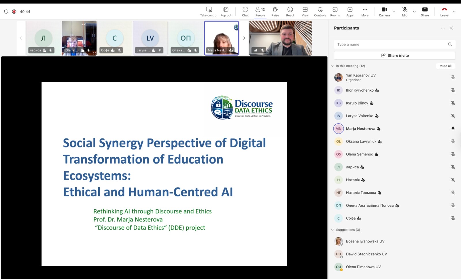 Presentation on ethical and human-centred AI in digital education ecosystems