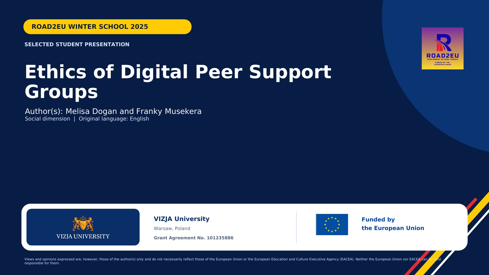 ROAD2EU Winter School presentation on the ethics of digital peer support groups