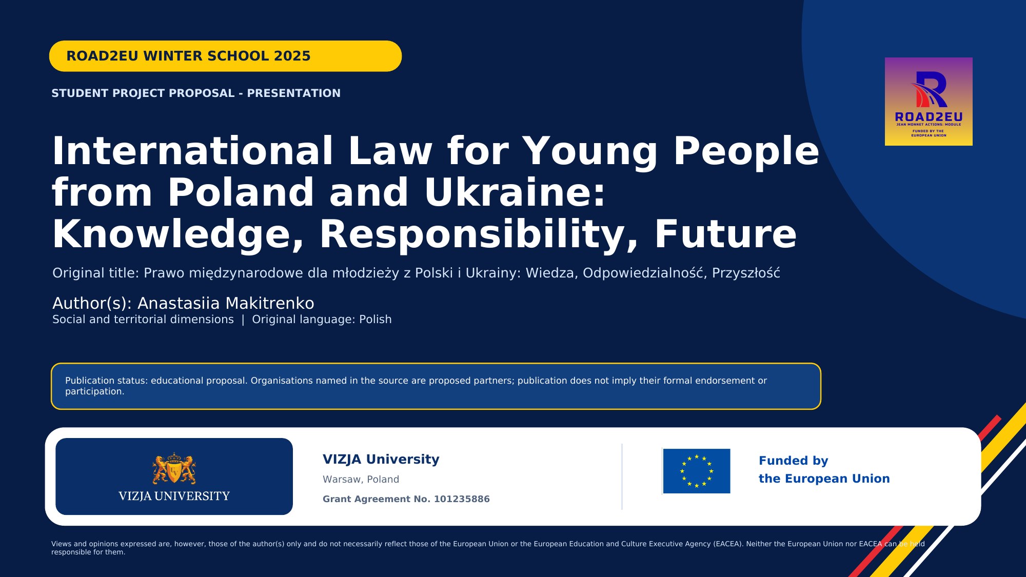 ROAD2EU student project proposal on international law education for young people from Poland and Ukraine