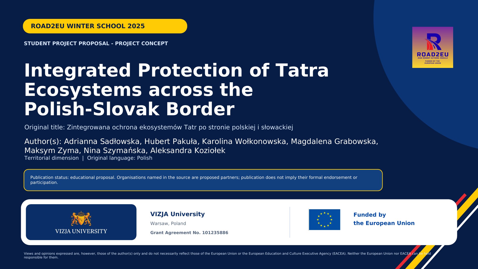 ROAD2EU student project proposal on integrated protection of Tatra ecosystems